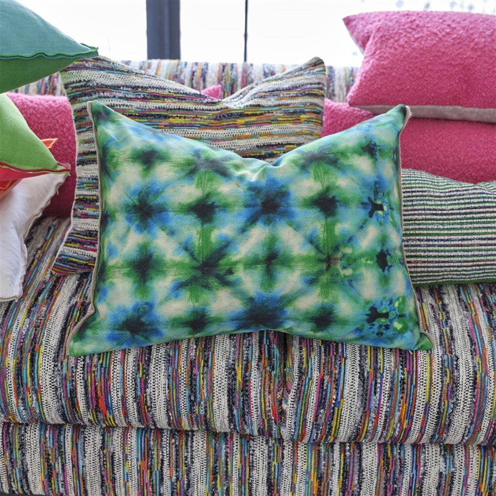 Shibori Tie Dye Cushion by Designers Guild in Emerald Green